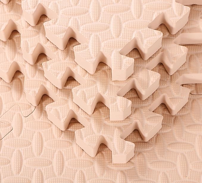 Arrowbash 12x12x1 Inch EVA Thick Interlocking Foam Floor Tiles Puzzle Exercise Mat Foam Mats for Home Gym Pets(Beige,12)