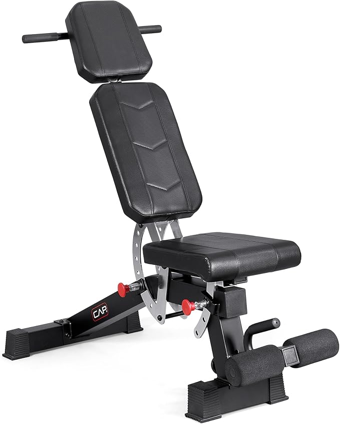 CAP Barbell Adjustable Training Utility Weight Bench | Multi-Position Incline Bench with 6 Backrest Adjustments, Leg Anchor, Wheels & 600 LB Capacity | Home Gym Strength Bench