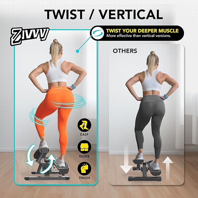 ZIWWVY Stepper Machine with Resistance Bands, Mini Stepper with 300LBS Weight Capacity, Twist Stepper for Full Body Workout, Adjustable Step Height, Smooth and Quiet, Step Machine for Men Women
