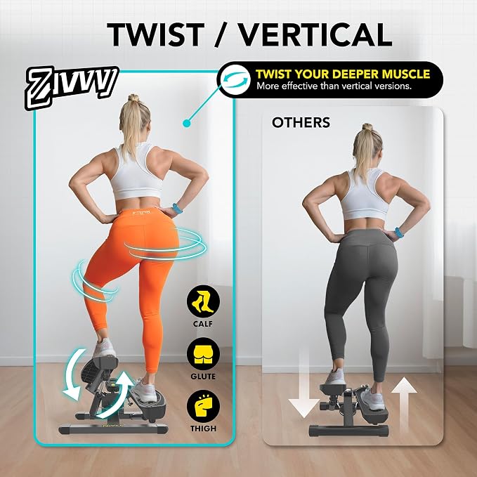 ZIWWVY Stepper Machine with Resistance Bands, Mini Stepper with 300LBS Weight Capacity, Twist Stepper for Full Body Workout, Adjustable Step Height, Smooth and Quiet, Step Machine for Men Women