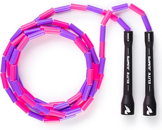 Elite Jumps Beaded Kids Jump Rope, Adjustable | Shatterproof segmented beads. Tangle-free and lightweight. Fun fitness and outdoor play for kids.