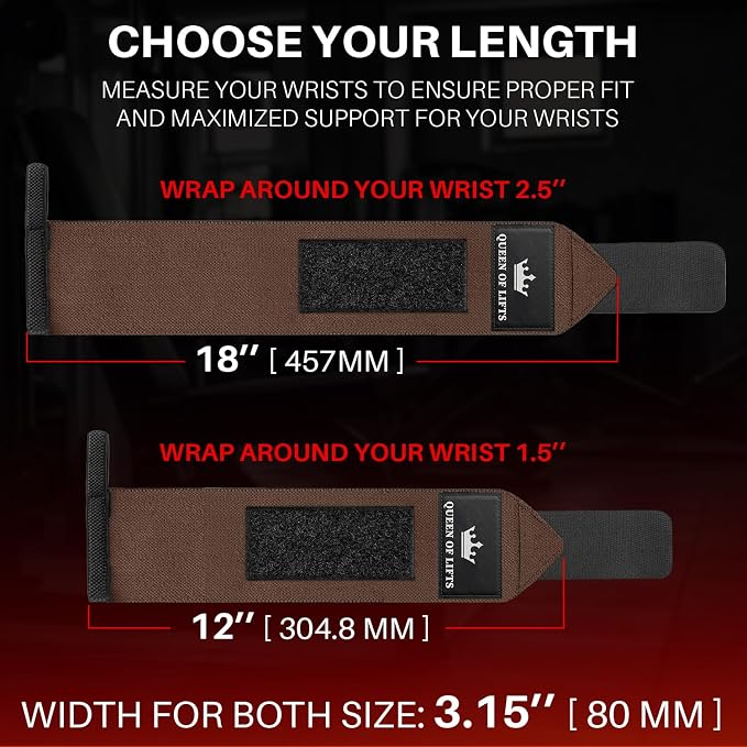 TECEUM Elastic Cotton Weightlifting Wrist Wraps with Thumb Loops, 1 Pair