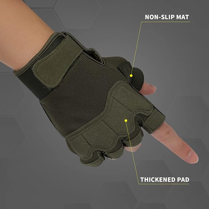 FIORETTO Fingerless Gloves for Men, Breathable Grip Palm Gloves for Motorcycle Riding, Driving, Cycling, Exercise, Workout, Climbing, Hiking and Outdoor Activities M210603