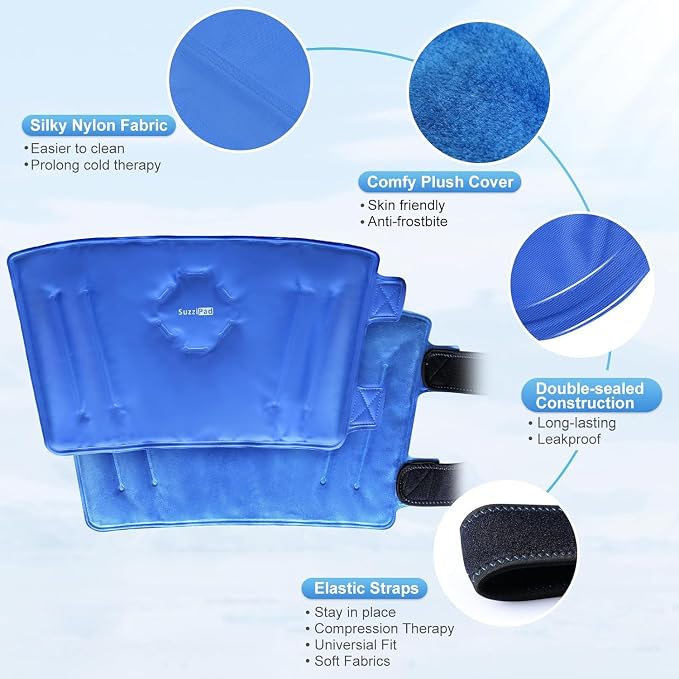 SuzziPad Elbow Ice Pack Wrap – Wearable Cold Compression Sleeve for Elbow & Forearm, Reusable Ice Pack for Tennis & Golf Recovery, Blue | Wearable & Reusable Cold Compression Sleeve for Arm, Tennis & Golfers Elbow, Tendonitis & Post-Surgery Recovery