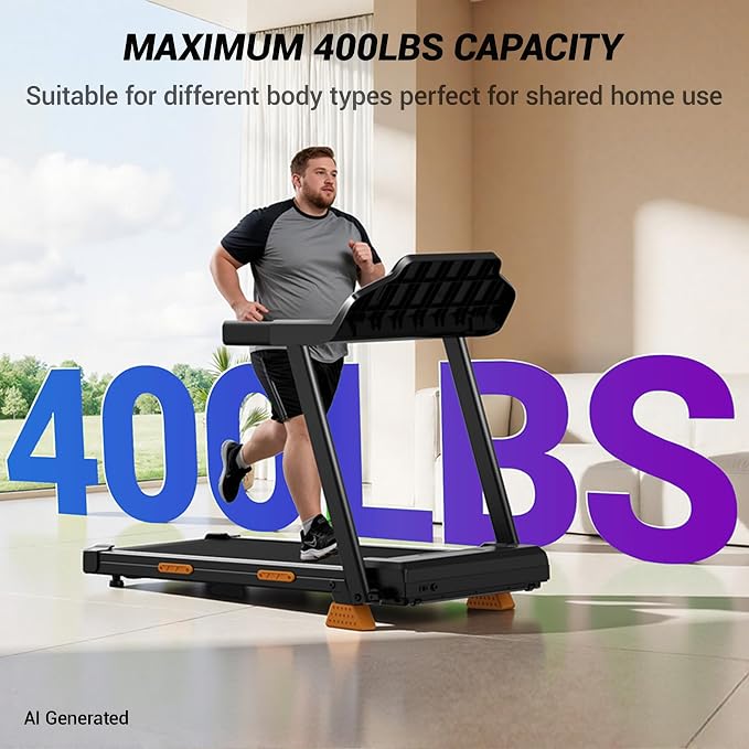 CURSOR FITNESS 16% Incline Treadmills for Home Small with 3 LED Displays, 3.0HP Foldable Walking Pad Treadmill Up to 400LBS Capacity, Portable Treadmill 0.6-7.0MPH