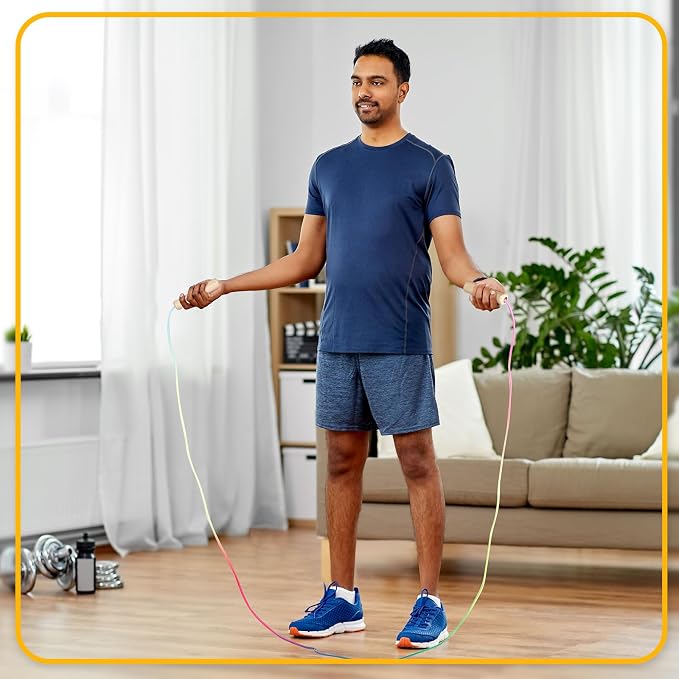 48 Pieces 8.53 ft Adjustable Jump Ropes Rainbow Cotton Skipping Rope Bulk with Wooden Handles for End of The School Year Gifts Graduation Outdoor Exercise