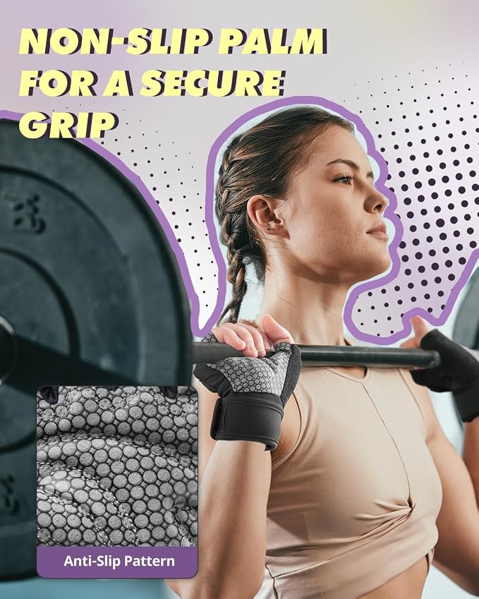 Trideer Weight Lifting Gloves for Women & Men, Wrist Support & Padded Palm | Gym Gloves with Silicone Grip, Breathable Workout Gloves for Strength Training, Pull Ups, Cross Training & Fitness