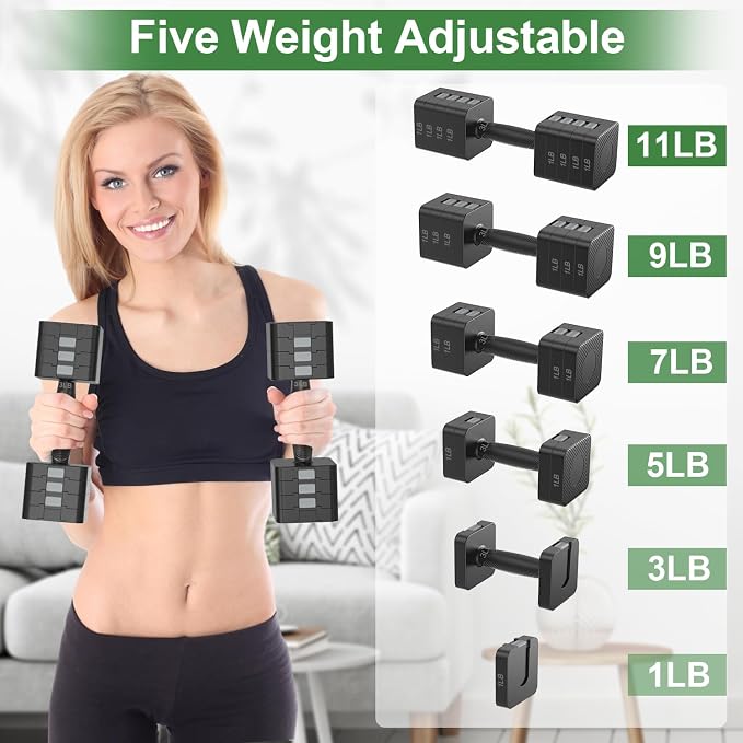 Hezeyferg Adjustable Dumbbells Set for Women/Men Home Gym | 18LBS 22LBS Adjustable Weight Dumbbells, Hand Weights Sets with Mutilple Levels, Full Body Workout
