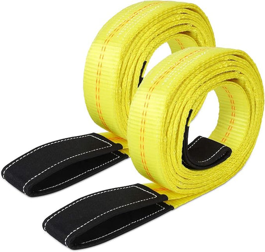 Trekassy 2 Pack 10' x 2" Lifting Sling Straps, 10ft Lifting Straps with 12,400lbs Max Basket Rated Capacity, Heavy Duty Nylon Tree Saver Recovery Strap Web