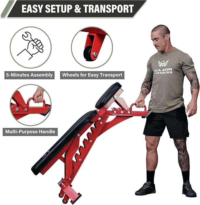 MAJOR FITNESS Weight Bench - 1300LBS Weight Capacity and 36 Adjustable Positions Strength Training Bench for Garage and Home Gym Workouts