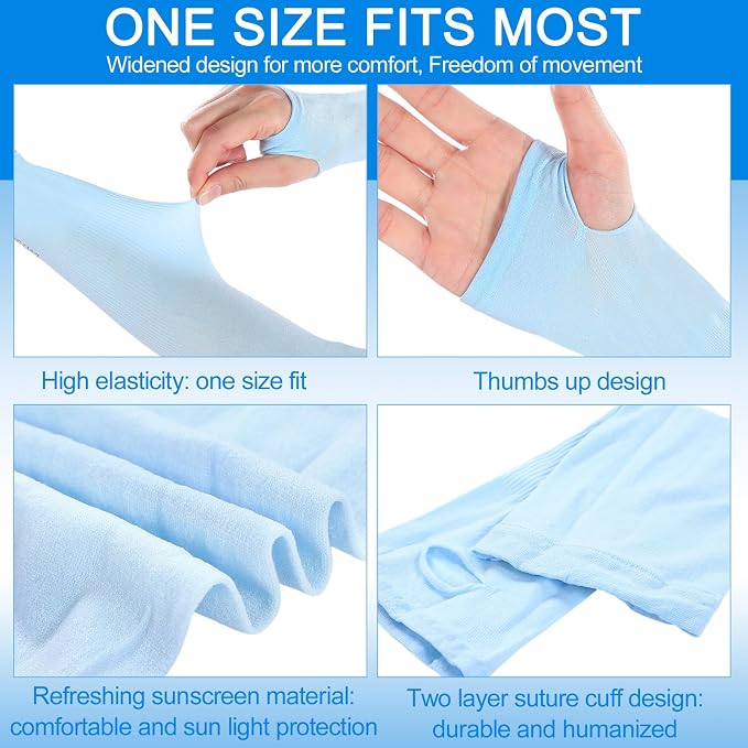 SATINIOR 8 Pairs Sun Protection Cooling Arm Sleeves Upper Compression Sleeve Plus Size Slimming Arm Shaper Wrap for Women