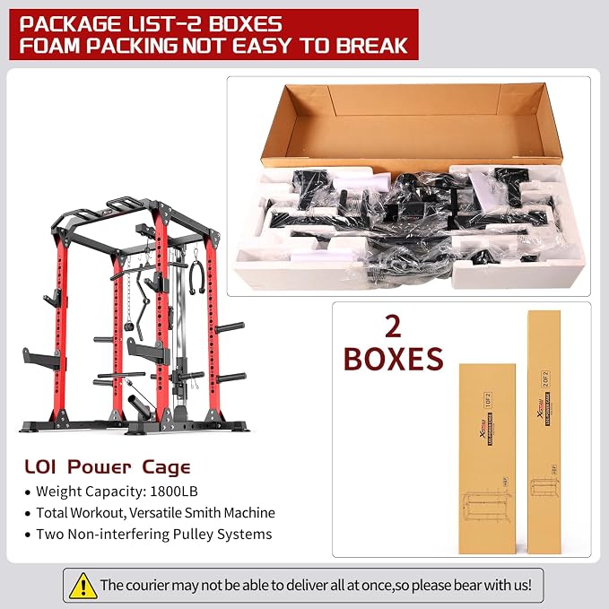 Power Rack Power Cage Multi-Function Squat Rack with Cable Crossover System Selectable More Training Attachment Power Rack for Garage & Home Gym