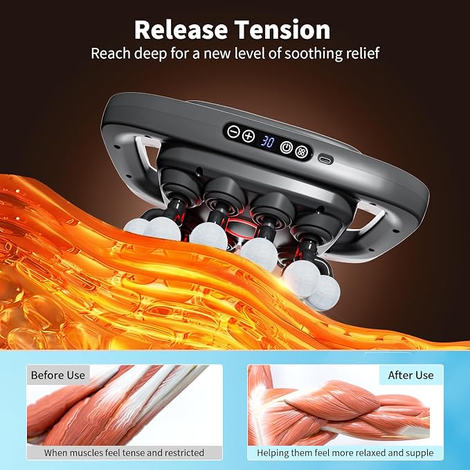 20-Head Massage Gun, 30 Intensity Levels 3 Modes, Deep Tissue Massager with 50KG Force & Noise-Free Motor for Neck Back Legs Shoulders, Portable for Full Body Muscle Recovery
