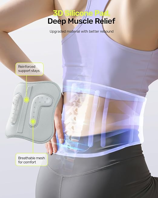 Rakiie Back Brace for Lower Back Pain Women with 9X Support System, Ergonomic Lumbar Support for Pain Relief, Breathable Mesh Design with 3D Silicone Pad for Sciatica,Purple Size S (Waist: 28.7"-35.8")