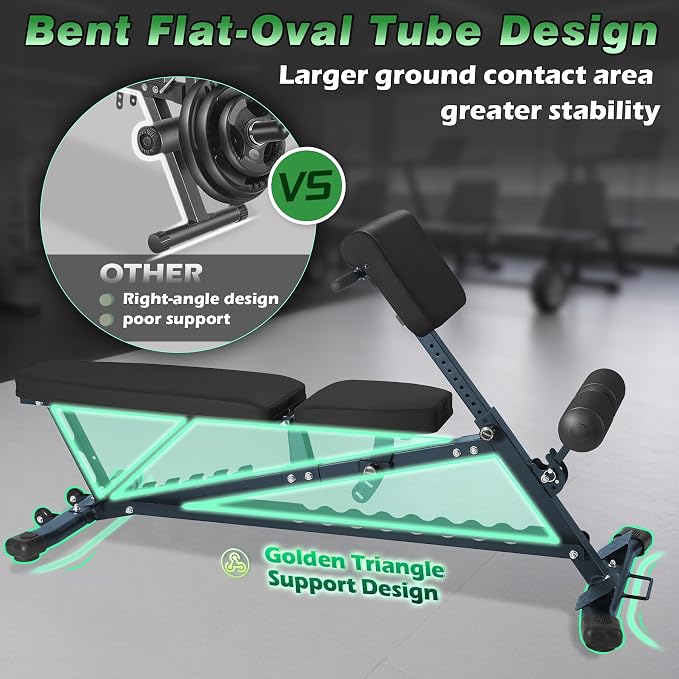 1000 LBS Adjustable Weight Bench with Roman Chair 75°to -20°FID | Utility Workout Bench for Home Gym Sit Up/Decline/Incline Bench Press Exercise Equipment Strength Training