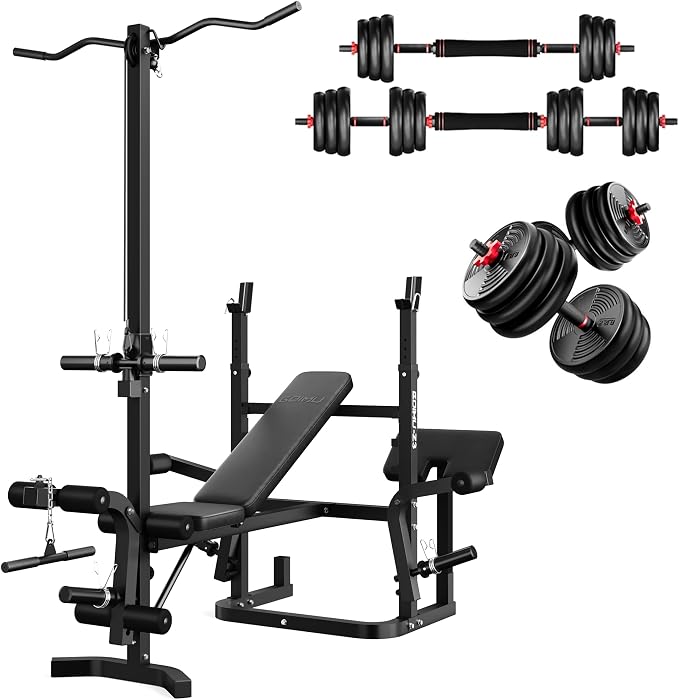 Z3 900LBS Olympic Weight Bench Set with Leg Extension, 9 in 1 Workout Press with Preacher Curl Pad and LAT Pulldown, Strength Training Bench for Home Gym