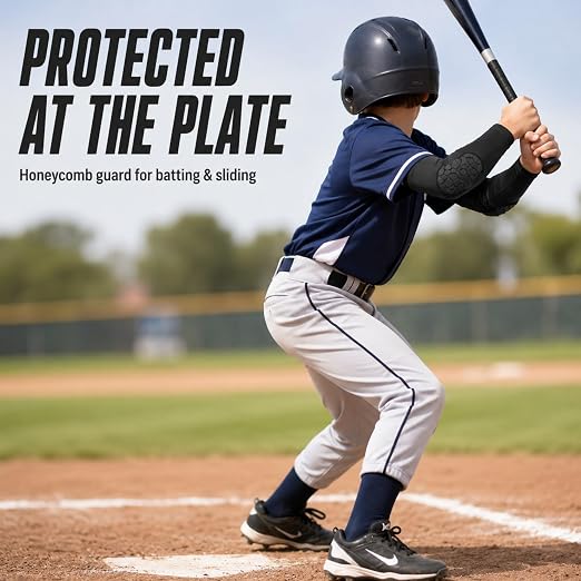 AceList Kids Youth Elbow Pads (Pair) - Honeycomb Padded Compression Arm Sleeves for Baseball, Softball, Volleyball & Basketball - Youth Elbow Guard for Boys & Girls Ages 5-15
