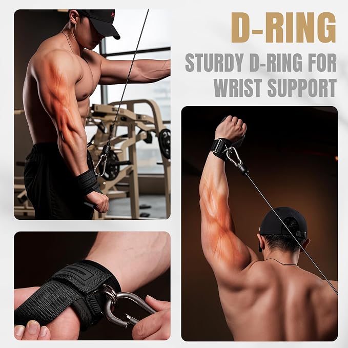 M MANUEKLEAR Wrist Straps for Weightlifting, Gym Lifting Straps with D Rings for Cable Machine,Weight Lifting Wrist Wraps for Men Women
