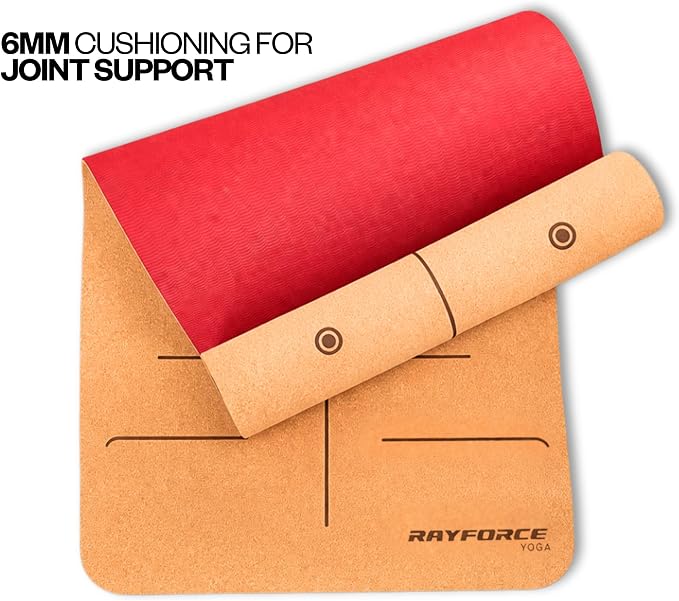 Cork Yoga Mat – Ultra Lightweight 2.2 lbs – Sweat Activated Non-Slip Grip for Hot Yoga & Gym – Easy Carry to Studio – 6MM Thick – Strap Included