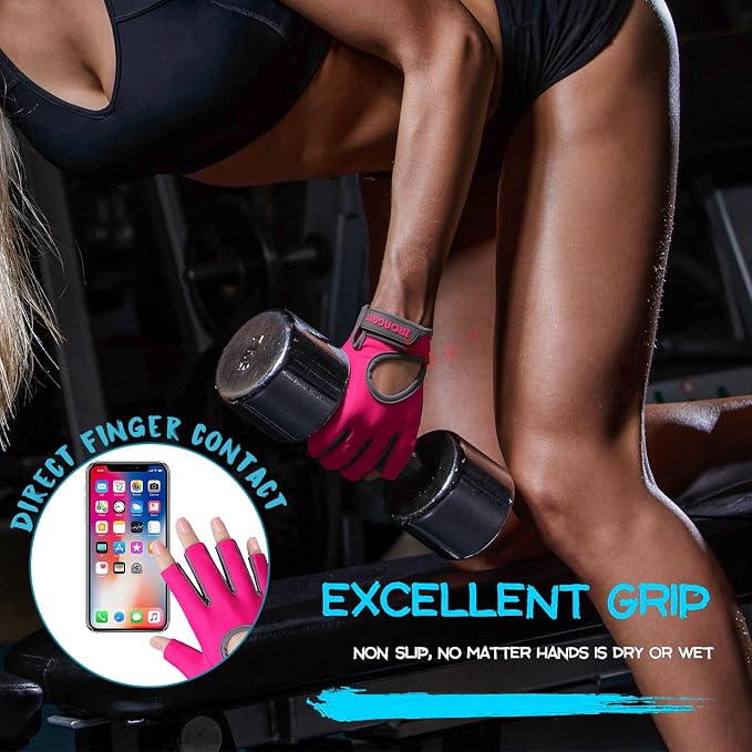 Breathable Workout Gloves for Women, Thick Padded Weight Lifting Gloves, Full Palm Protection & Extra Grip for Women Gym, Rowing, Fitness Training and Hanging (Small)