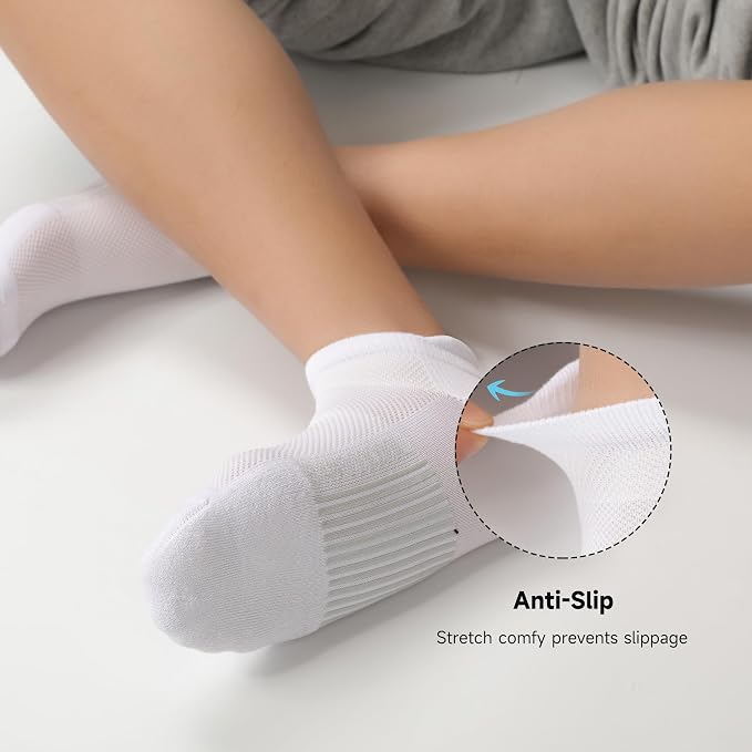 BAMBOO COOL Men's Ankle Socks Moisture Wicking Breathable Odor Control Athletic Cushioned Running Socks Arch Support 8 Pack