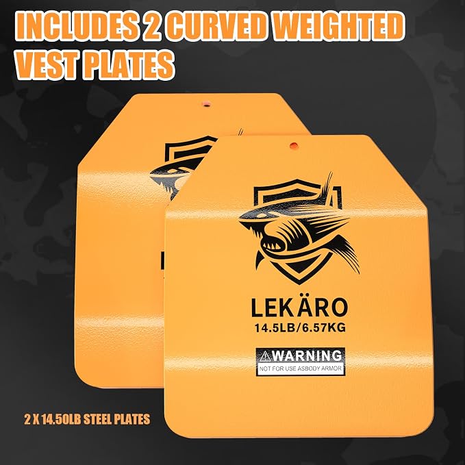 Curved Weighted Vest Plates 8.75 lb & 14.5 lb for Men and Women - 1 Pair Ergonomic Contoured Steel Plates - High-Density Build for Weighted Vests, CrossFit, Hero WOD and Rucking