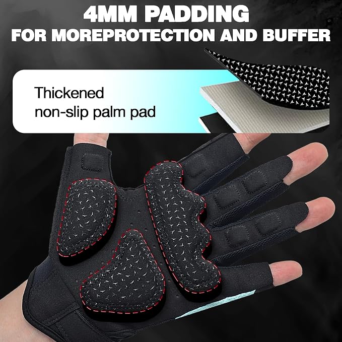 Seektop Breathable Workout Gloves Women & Men: Thick Padded Gym Gloves | Full Palm Protection, Excellent Grip for Gym Weight Lifting Fitness and Training, Exercise, Cycling