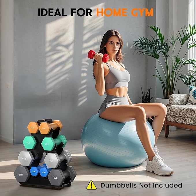 Dumbbell Rack Stand Only | Space-Saving Weight Rack for Home Gym, Hand Weight Rack Dumbbell Storage for Dumbbell Set (3-15 LB), Durable Metal Stand with Easy Assembly (Dumbell not Included)