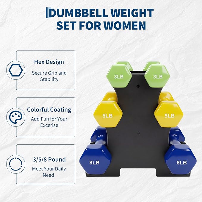 Dumbbell Set for Women and Men,Neoprene Coated Free Hand Weights Set