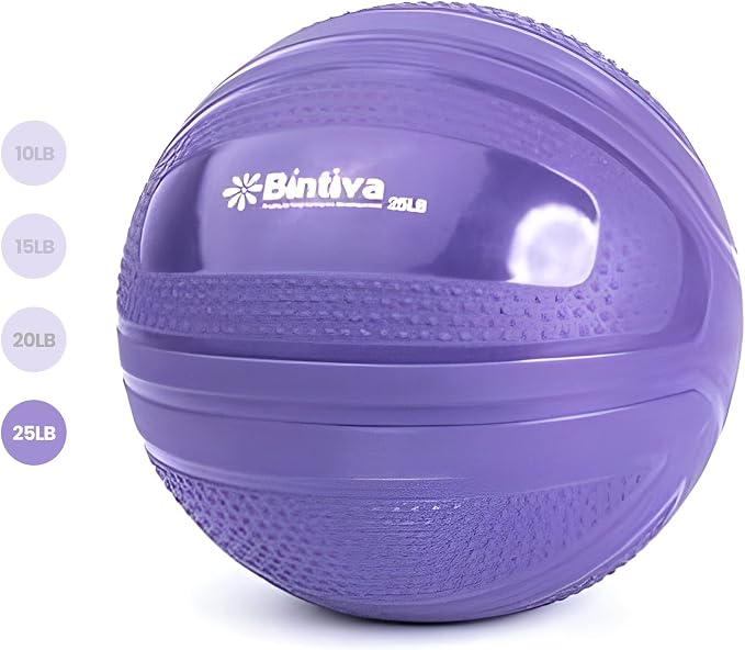 bintiva Non Bounce Slam Ball - Exercise Weighted Deadball for Workout and Fitness Routines - Medicine Dead Weight Ball