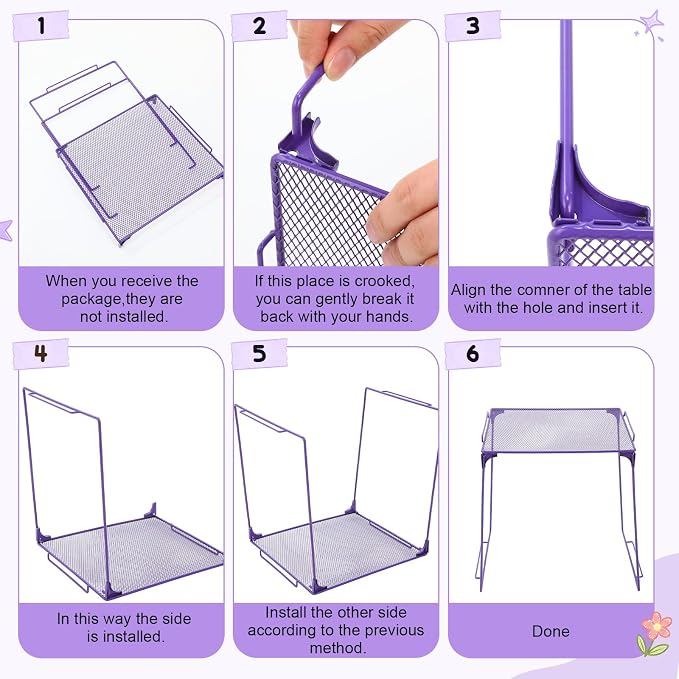 RattanView 10 Pcs Locker accessories Kit Magnetic Acrylic Mirror Plush Rug Small Comb 6 Flower Magnet Locker Organizer for Back to School Teen Student Girl Office Work Lockers Decoration Gift(Purple)