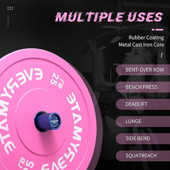EVERYMATE Change Weight Plates 1.25LB 2.5LB 5LB Set Fractional Olympic Bumper Plates for Cross Training Steel Insert Strength Training