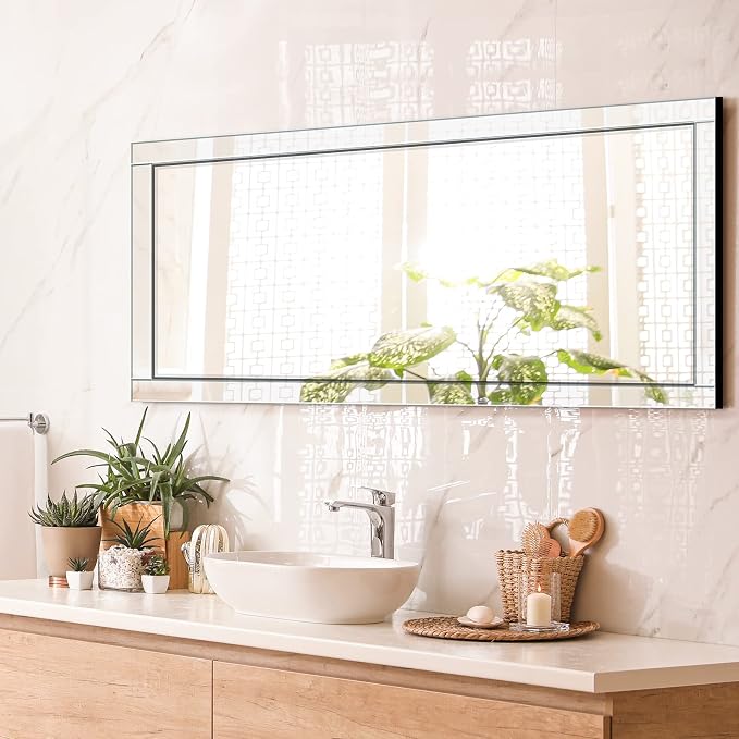 Syndra 65x24 Full Length Wall Mirror, Large Rectangle Mirrors with Reflect Frame, Wall Mounted/Hanging, Full Body Mirror for Bedroom, Living Room, Bathroom, Dressing Room & Gym Decor