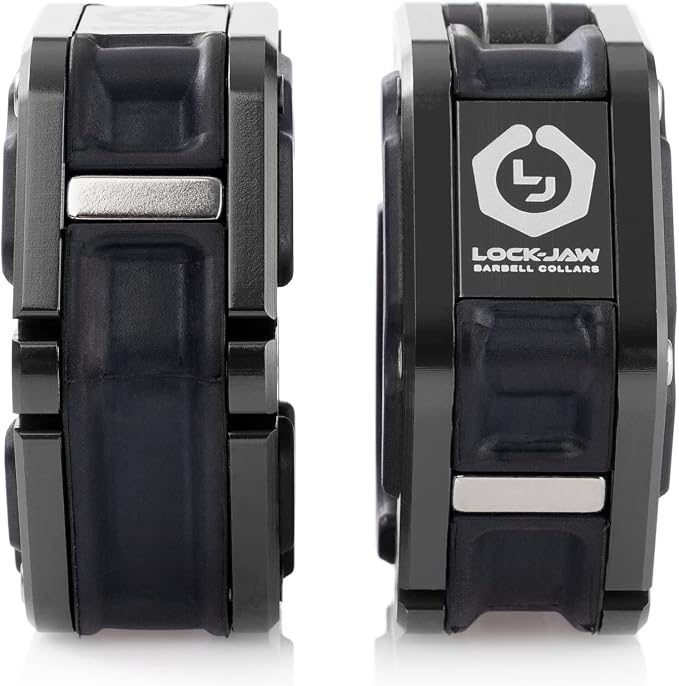 Lock-Jaw Flex Barbell Collars Olympic Barbell Clamps w/Magnet 2 Pcs – Heavy Duty Bar Clamps for 2” & 50mm Olympic Bars – Secure Weight Bar Clamps for Strength Training & Home Gym Accessories