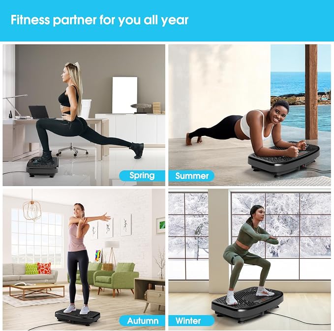 SoftGym Vibration Plate Exercise Machine for Lymphatic Drainage & Fitness | Quiet Heavy Duty 450lbs Capacity Platform, 120 Speeds Shake Machine with Resistance Bands for Home Muscle Activation