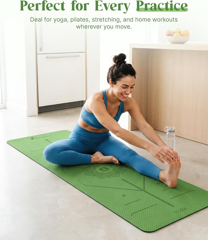 ROMIX Pro Yoga Mat Thick 6mm (1/4 inch), 72"L x 24"W Non-Slip Workout Mat with Alignment Lines, Large Yoga Mats for Women Men With Carry Bag, Exercise Mats for Home Workout Training Equipment