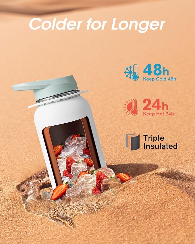 Coolflask 32 oz Water Bottle Insulated Stainless Steel with Strap | Metal Water Flask with Straw & Spout Lids, Triple-Wall, Cold 48+h, Dishwasher Safe, Leakproof, BPA-Free, for Gym & Hiking