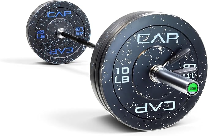 CAP Barbell Olympic Weight Set with 7ft Barbell & Bumper Plates | 160-370 lbs | Multiple Options