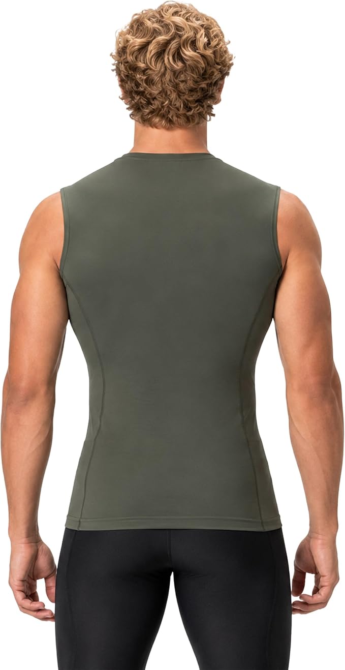 DEVOPS 3 Pack Men's Compression Shirts Sleeveless Tank Top Baselayer | Gym Training, Running, Moisture Wicking, Compression Fit, 4-Way Stretch, UPF 50+, Sleeveless