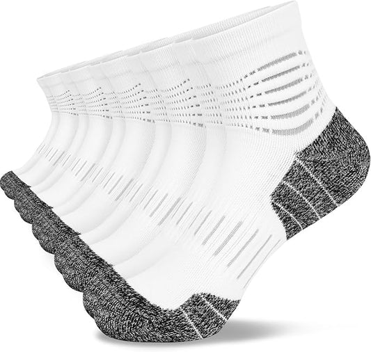 IRAMY Ankle Compression Socks for Women Men Plantar Fasciitis Relief 3/5 Pairs Cushioned Athletic Running Socks
