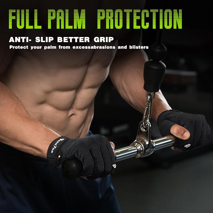 Seektop Padded Workout Gloves for Men & Women: Excellent Grip Gym Gloves | Breathable Lightweight, with Full Palm Protection,Gym Weight Lifting for Fitness, Training