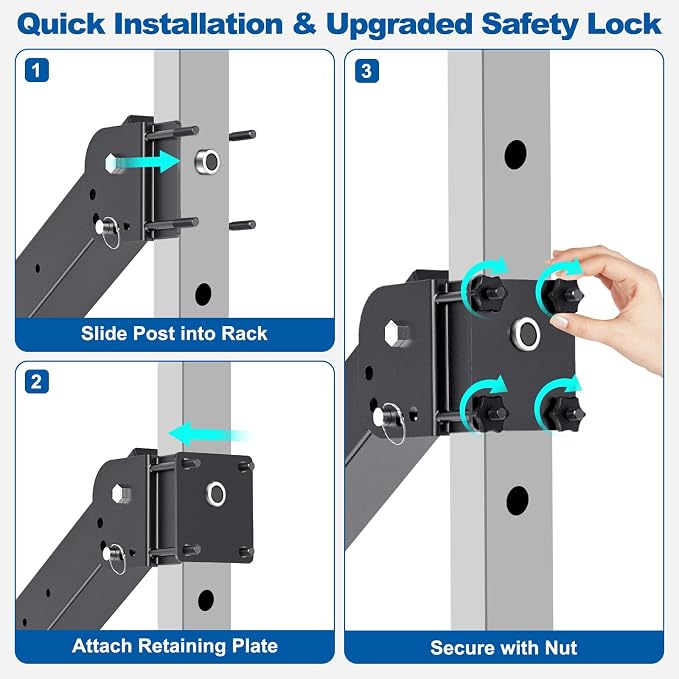 SELEWARE Squat Rack Attachment for Power Cage with 5/8" or 1" Holes | Y-Shaped Dip Bar Attachment, Nordic Hamstring Curl Attachment & Lever Arms for 2x2 or 3x3 Power Rack, Home Gym Accessories