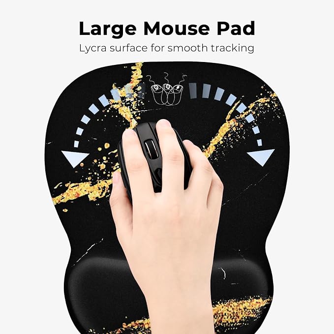 EooCoo Ergonomic Mouse Pad with Wrist Rest, Memory Foam Support Mousepad | Non-Slip Base for Computer, Cafe, Home & Office, 9.64 x 8.26 in Office Desk Accessories, Carpal Tunnel Relief