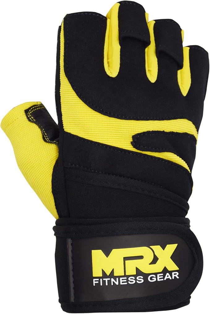 MRX Weightlifting Gloves for Men Workout Gloves Mens Wrist Support Lifting Gloves Male Gym Gloves | Workout Gym Accessories for Men Weight Lifting Fingerless Gym Exercise for Powerlifting