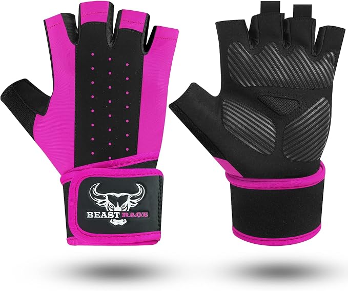 Padded Workout Gloves for Men, Long Wrist Straps Stabilize Adult Grip Weight Lifting Gloves with Powerlifting Support Gym, Exercise and Extra Pull ups Sturdy Palm