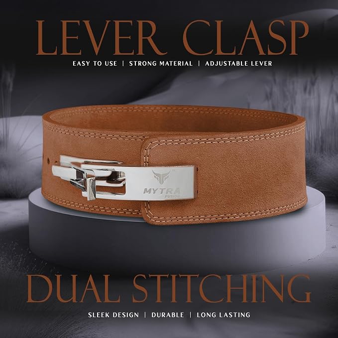 Mytra Fusion Weight Lifting Belt for Men and Women Gym Belt 10MM Thick and 4" wide 100% Genuine Leather Workout Belt for Weightlifting, Powerlifting, Gym, Training and Bodybuilding