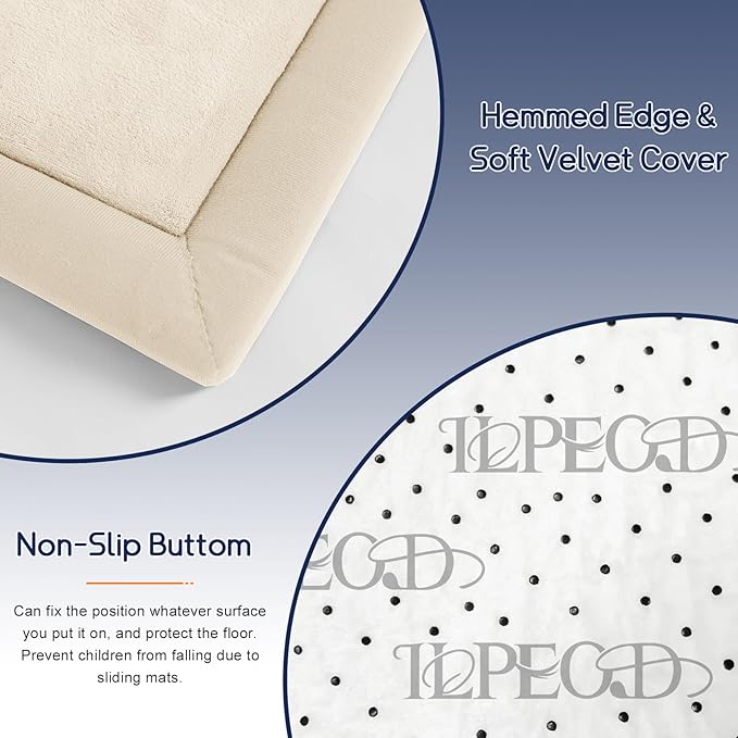 Baby Play Mat for Floor Nursery Rug Muscle Mat Area Rug Playroom Rug 50"x50" Playpen Mat Elastic Foam 1.3" Thick Crawling Mat for Babies,Toddlers, Infants, Kids,A Beige