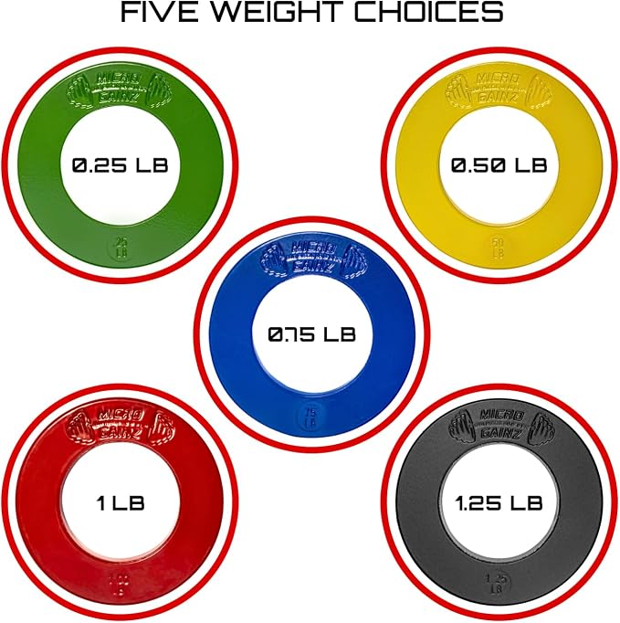 Micro Gainz Olympic Fractional Plates, 10-Piece, with Bag, Multi-Color