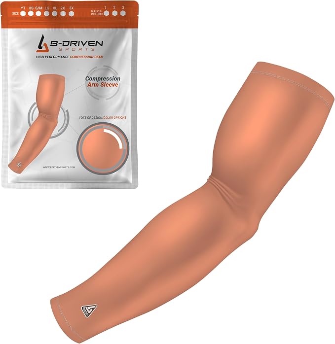 Pro-Fit Compression Arm Sleeve for Men, Women & Youth, Volleyball Baseball Basketball Weightlifting - Single