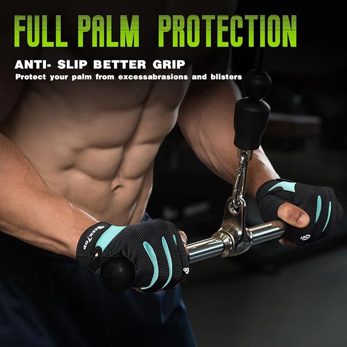 Seektop Padded Workout Gloves for Men & Women: Excellent Grip Gym Gloves | Breathable Lightweight, with Full Palm Protection,Gym Weight Lifting for Fitness, Training